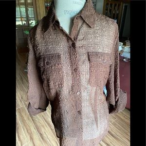 Evan Picone Brown ladies blouse, size 10